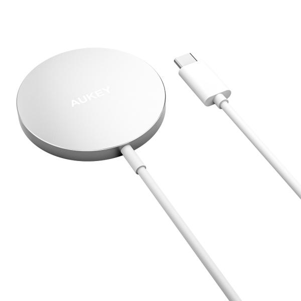 AUKEY オーキー ワイヤレス充電器 Aircore 最大10W MagSafe吸着対応 1m ホワイト LC-A1S-WT