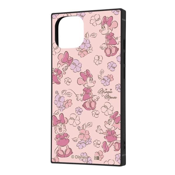 ingrem iPhone 14 / 13 ディズニーキャラクター 耐衝撃ハイブリッドケース KAKU ミニーマウスとお花の総柄