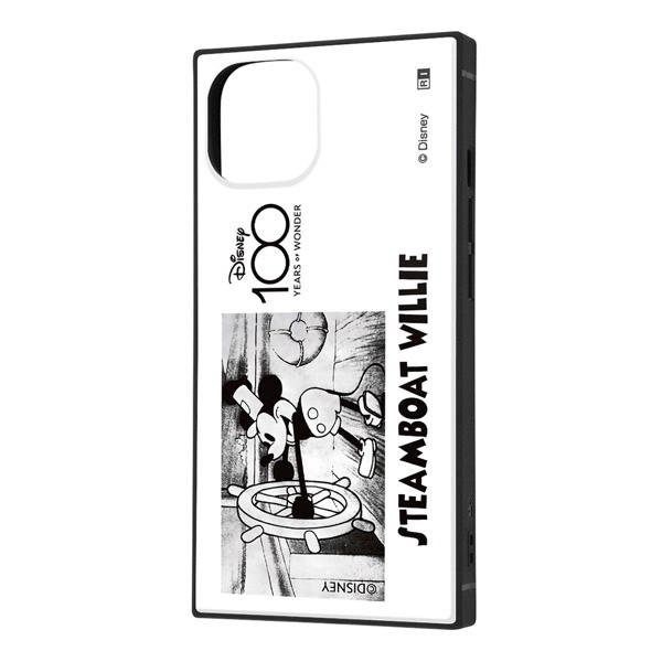 ingrem iPhone 14 / 13 ディズニー 100周年限定デザイン 耐衝撃ハイブリッドケース KAKU 100周年 蒸気船ウィリー