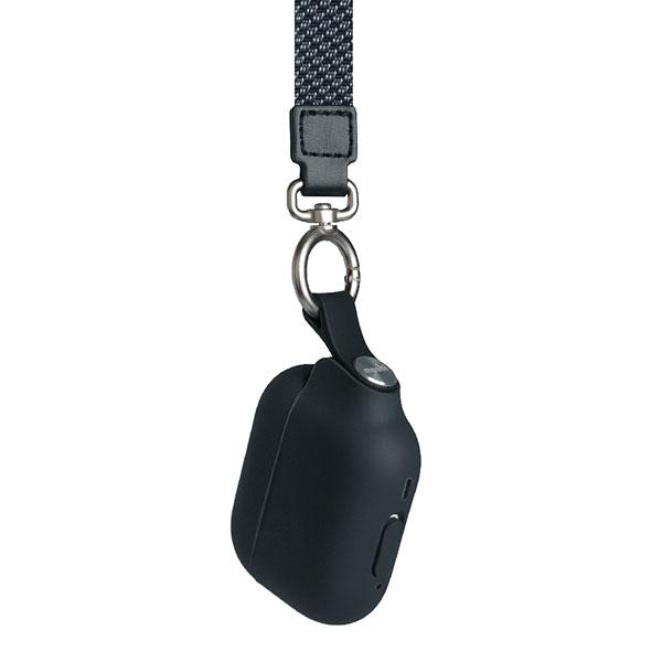 moshi エヴォ AirPods Pro 第2世代 Pebbo リストストラップ付きケース Shadow Black mo-pbpp2-bk