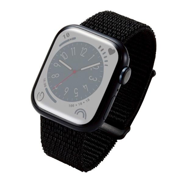 エレコム ELECOM Apple Watch 41 / 40 / 38mm バンド ファブリック ブラック AW-41BDFBBK