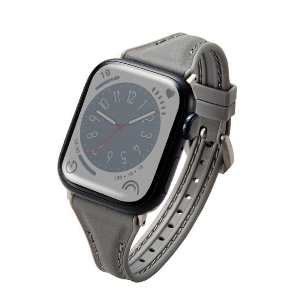 エレコム ELECOM Apple Watch 41 / 40 / 38mm バンド ハイブリッドレザー スリム チャコールブラック AW-41BDLHVJBK