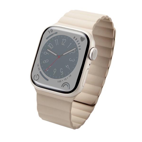 エレコム ELECOM Apple Watch 41 / 40 / 38mm バンド マグネット シリコン ベージュ AW-41BDMAGBE