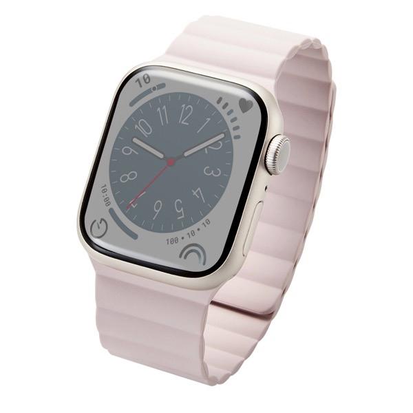 エレコム ELECOM Apple Watch 41 / 40 / 38mm バンド マグネット シリコン ピンク AW-41BDMAGPN