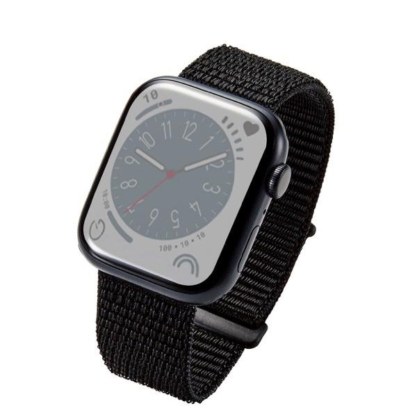 エレコム ELECOM Apple Watch 49 / 45 / 44 / 42mm バンド ファブリック ブラック AW-45BDFBBK