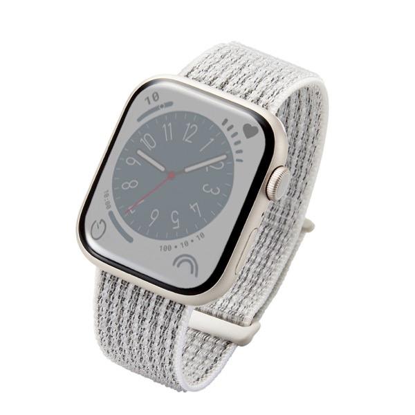 エレコム ELECOM Apple Watch 49 / 45 / 44 / 42mm バンド ファブリック ホワイト AW-45BDFBWH
