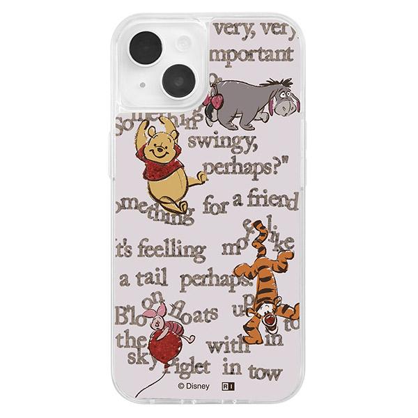 ingrem イングレム iPhone 14 / 13 ディズニーキャラクター ラメ グリッターケース プーと仲間たち_英文 IJ-DP36LG1S/PO37