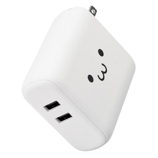エレコム ELECOM AC充電器一体モバイルバッテリー おまかせ充電対応 5000mAh USB-A出力2ポート ホワイトフェイス DE-AC06-5000WF