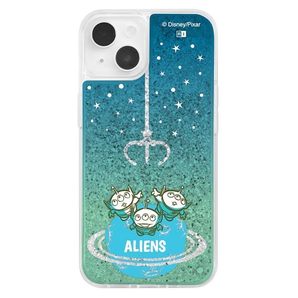 ingrem イングレム iPhone 14 / 13 ディズニー・ピクサーキャラクター ラメ グリッターケース エイリアンのスペースクレーン