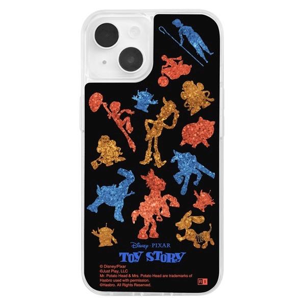 ingrem イングレム iPhone 14 / 13 ディズニー・ピクサーキャラクター ラメ グリッターケース トイ・ストーリー_シルエット総柄