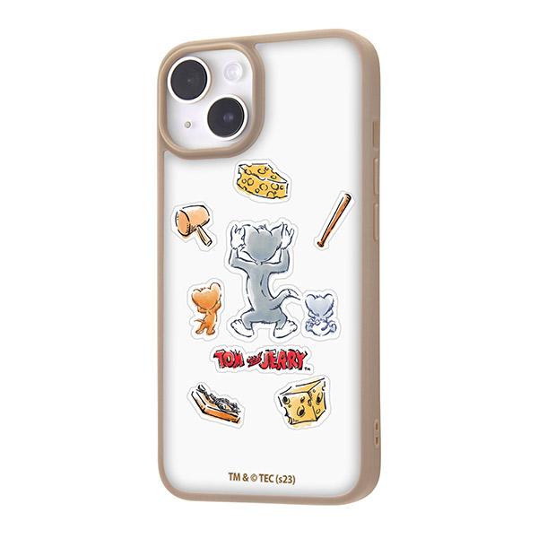 ingrem iPhone 14 / 13 トムとジェリー マットハイブリッドケース SHEER トムジェリとタフィー_ステッカー風
