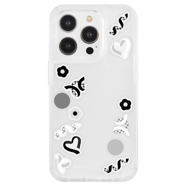 gourmandise グルマンディーズ iPhone 15 Pro 耐衝撃ケース SHOWCASE+ (アクリルパーツ付き) ブラック&ホワイト SWC-18BW
