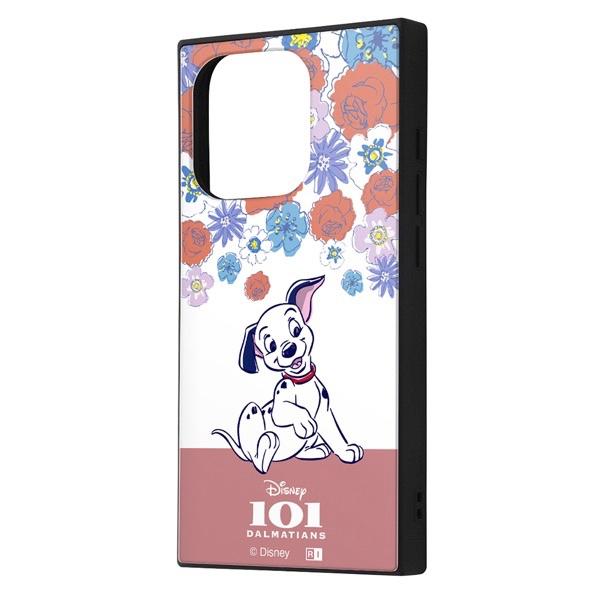 ingrem イングレム iPhone 15 Pro ディズニー ハイブリッドケース KAKU 子犬_フラワー IQ-DP42K3TB/DL2