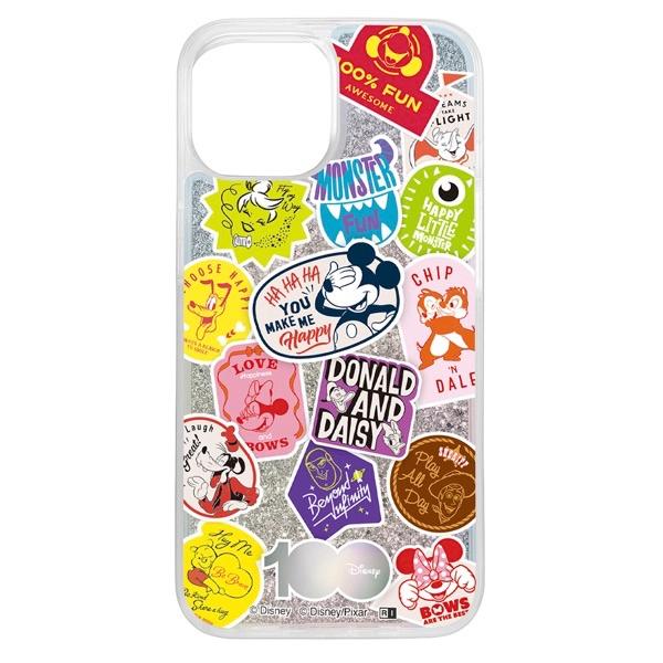 ingrem イングレム iPhone 15 / 14 / 13 ディズニー 100周年限定デザイン ラメ グリッターケース 100周年_ステッカー風