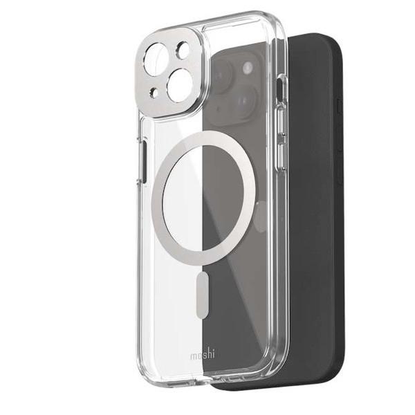 moshi エヴォ iPhone 15 iGlaze MagSafe対応 ハイブリッドクリアケース Luna Silver mo-igipwn-sv