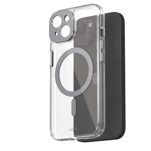 moshi エヴォ iPhone 15 iGlaze MagSafe対応 ハイブリッドクリアケース Meteorite Gray mo-igipwn-gy