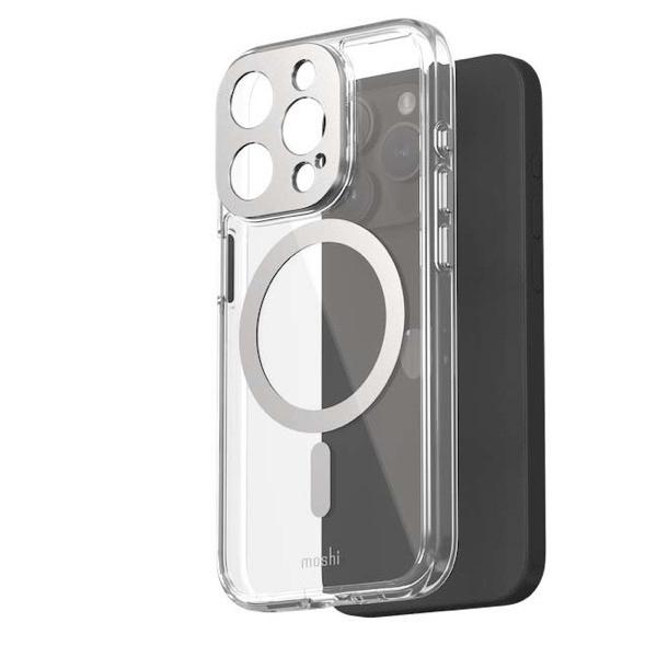 moshi エヴォ iPhone 15 Pro iGlaze MagSafe対応 ハイブリッドクリアケース Luna Silver mo-igipwm-sv