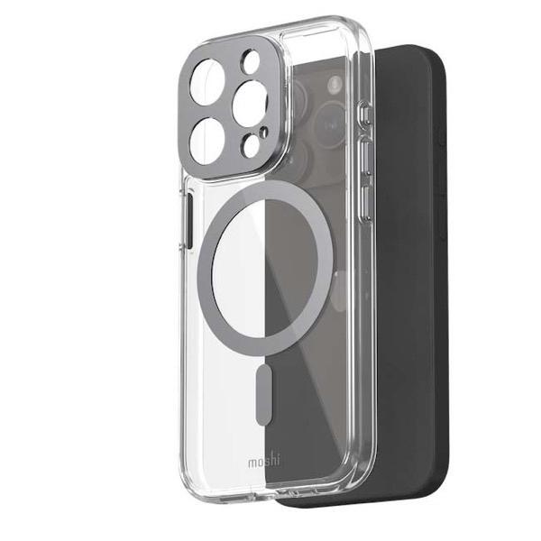 moshi エヴォ iPhone 15 Pro iGlaze MagSafe対応 ハイブリッドクリアケース Meteorite Gray mo-igipwm-gy