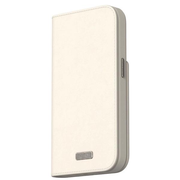 moshi エヴォ iPhone 15 Pro Overture MagSafe対応 手帳型ケース Eggnog White mo-ovtwm-wh