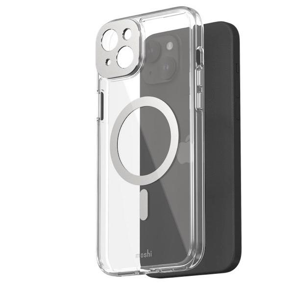 moshi エヴォ iPhone 15 Plus iGlaze MagSafe対応 ハイブリッドクリアケース Luna Silver mo-igipwk-sv