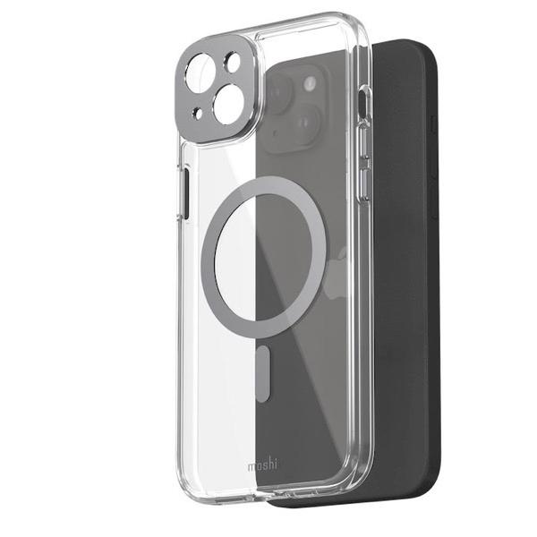 moshi エヴォ iPhone 15 Plus iGlaze MagSafe対応 ハイブリッドクリアケース Meteorite Gray mo-igipwk-gy