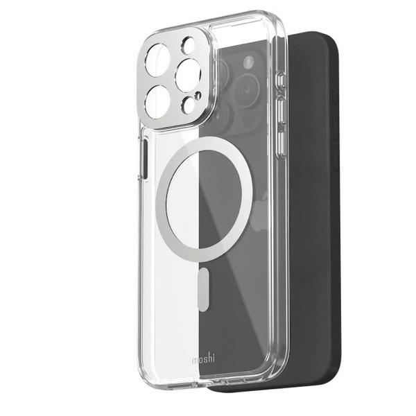 moshi エヴォ iPhone 15 Pro Max iGlaze MagSafe対応 ハイブリッドクリアケース Luna Silver mo-igipwl-sv