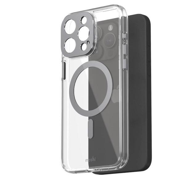 moshi エヴォ iPhone 15 Pro Max iGlaze MagSafe対応 ハイブリッドクリアケース Meteorite Gray mo-igipwl-gy