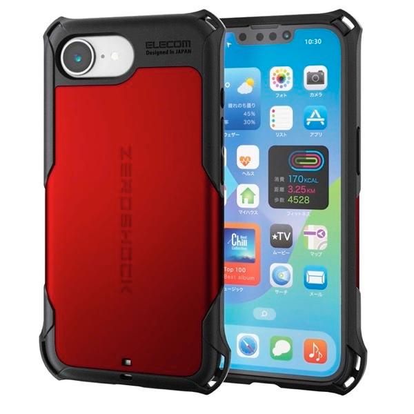 エレコム ELECOM iPhone 17e / 16e ハイブリッドケース ZEROSHOCK レッド PM-A25SZERORD