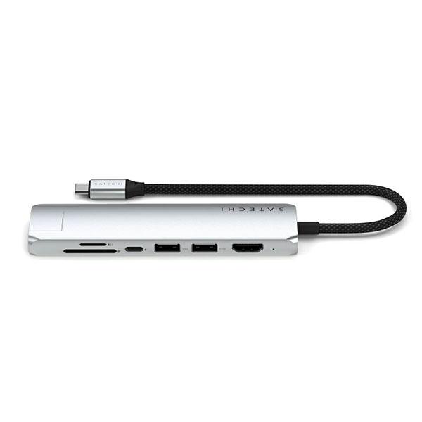 Satechi 7-in-1 USB-C Slim Multiport Adapter with Ethernet PD対応 スリムマルチポートアダプター with イーサーネット Silver