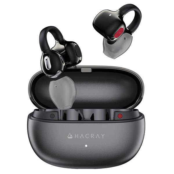 HACRAY CuffAir オープンイヤー イヤホン イヤーカフ型 完全ワイヤレス メタルブラック ハクライ