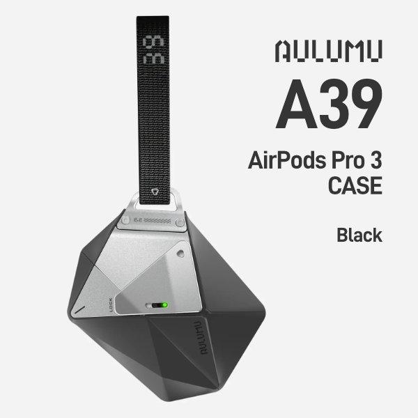 AULUMU A39 AirPods Pro 3 ケース ダイヤカット幾何学デザイン ブラック オルム