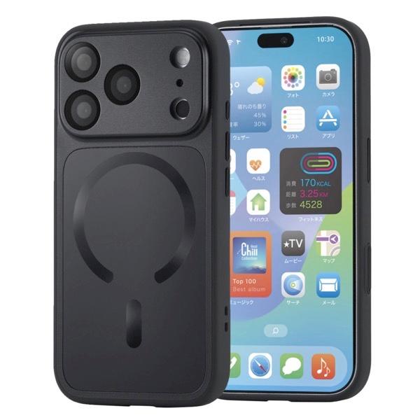 エレコム ELECOM iPhone 18 Pro ハイブリッドバンパーケース 衝撃吸収 カメラレンズカバー搭載 MAGKEEP 磁力装着ワイヤレス充電対応 極限PLUS保護 ブラック