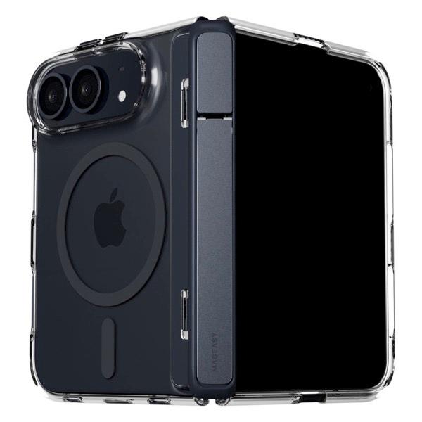 MagEasy iPhone Duo 耐衝撃ケース スタンド付き MagSafe対応 Bright Stand M Transparent/Midnight Ring