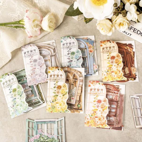 コラージュ 素材 シール 窓 フレーム サッシ 窓枠 レトロ アンティーク