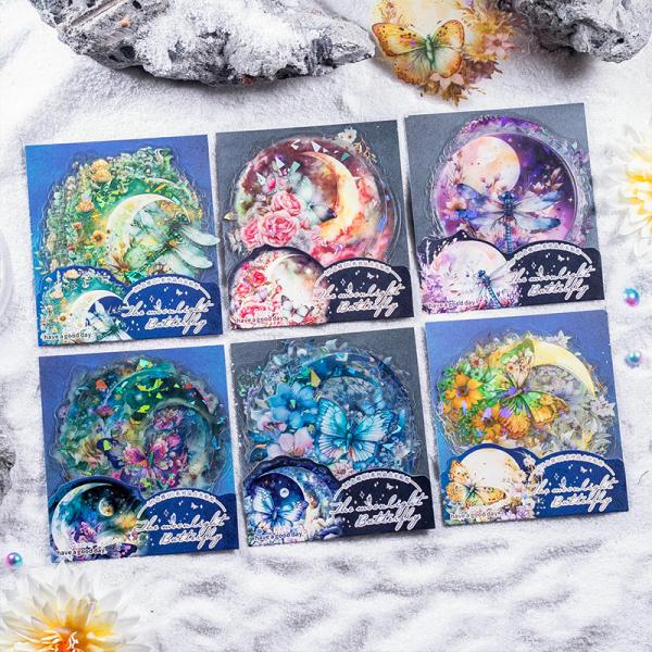 フレークシール まとめ売り 韓国 ステッカー コラージュ 花 蝶 レトロ ec-memento_st141