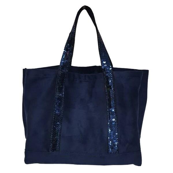 キラキラスパン付 3つの仕切り付 3つの仕切り付 キャンバストートバッグl ネイビー Ds Ec Tokia本舗
