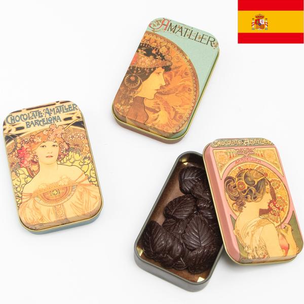 Amatller アマリエ ミュシャ缶リーブスダークチョコレート 30gリーフチョコ ビザンティン スペインみやげ スペイン土産 輸入菓子アマリエは、現存するスペイン最古のチョコレートブランド。アルフォント・ミュシャのシックなデザイン缶に入...