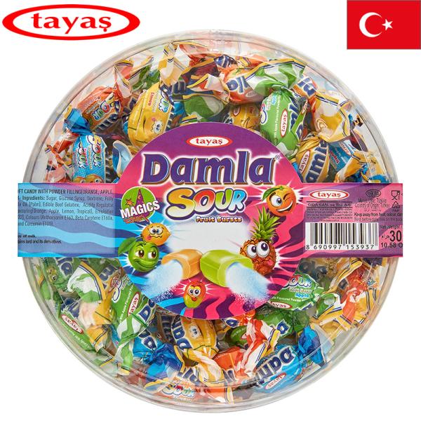 tayas タヤスDamla Sour ダムラサワーフルーツソフトキャンディアソート4種類フレーバー入り 300g飴 トルコみやげ トルコ土産 トルコブランド ホワイトデー 輸入菓子刺激的な酸っぱいパウダーを詰めた、フルーツソフトキャンディ...