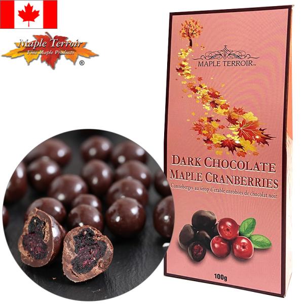クランベリーフルーツダークチョコレート 100g×3箱セット メープルテラー ギフト Maple Terroir Cranberries カナダ テロワール 海外 別送 夏季クール