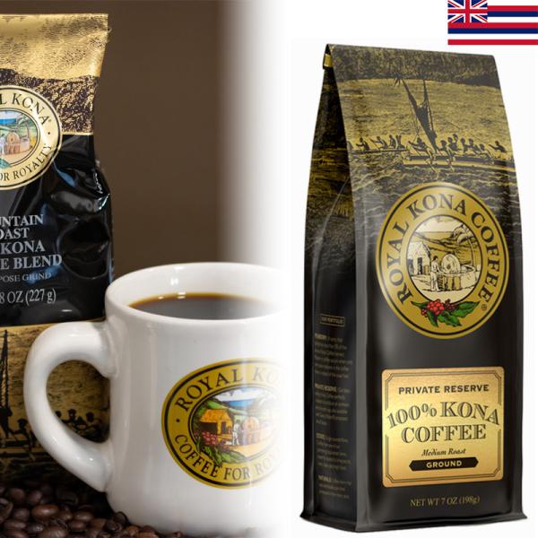 Royal Kona Coffee ロイヤルコナコーヒー100%ピュアコナ マウンテンローストAD 198g挽豆 コーヒー粉 ハワイ インスタント 海外 輸入食品世界最高のコーヒーの1つ「コナコーヒー」100％！苦みが少ない、柔らかな酸味が...