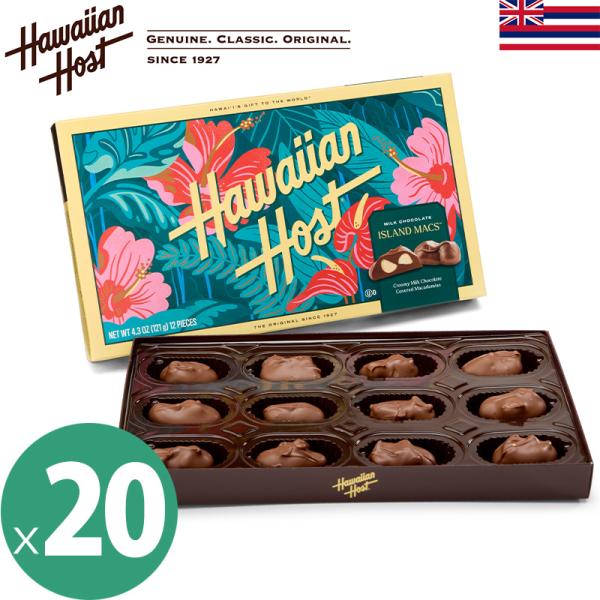 Hawaiian Host ハワイアンホーストハイビスカスマカダミアナッツチョコレート 20箱セット（1箱あたり12粒121g入り）マカデミア 輸入菓子 夏季クール12粒入りでたっぷり楽しめる定番サイズ！厳選されたマカデミアナッツをオリジナ...