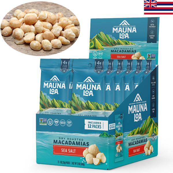 MAUNALOA マウナロアシーソルト マカダミアナッツスナックサイズ 28g×12袋セットばらまき用 マカデミア ハワイ土産 輸入食品マカデミアナッツ販売シェア世界No.1ブランド！じっくりドライし香ばしくローストしたマカダミアナッツを、...