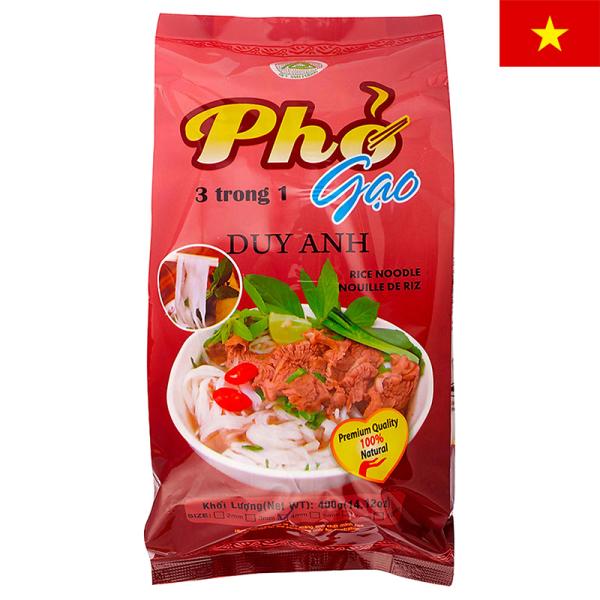 ジュイアイン フォー乾麺 400g米麺 ライスヌードル VIETNAM ベトナムみやげ ベトナム土産 海外おみやげきし麺のように平たく、のどごしの良さが特徴のフォー。フォー乾麺は、お米から作られている麺で、ベトナムの国民食です。お好みのスー...