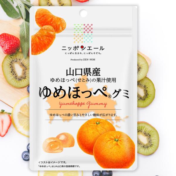 全農 ニッポンエール ご当地グミ山口県産ゆめほっぺグミ 40g山口県産ゆめほっぺ(せとみ)の果汁を使用したグミです。ゆめほっぺの濃い甘みとやさしい酸味が広がります清見と吉浦ポンカンを交配した山口県オリジナルの柑橘です。甘みが強く、中袋が薄い...
