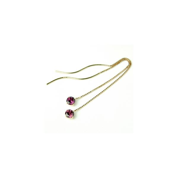 ピアス レディース ガーネット 揺れる 18金 18k K18 14k ゴールド