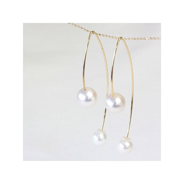 ピアス K18 18金 アコヤパール アメリカンピアス フックピアス あこや