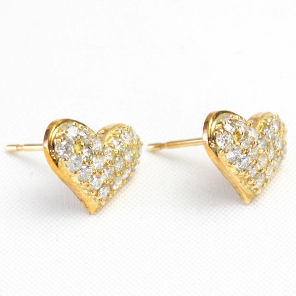 ピアス ダイヤモンド 18k ダイヤ レディース ハート パヴェ 18金 K18 