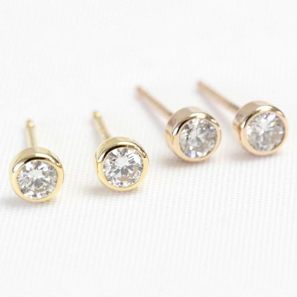 ピアス ダイヤモンド 一粒 レディース 18金 18k K18 ゴールド ダイヤ