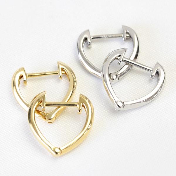 片耳のみ K18 フープピアス ハート18金 18k ゴールド製 中折れ式 AU750