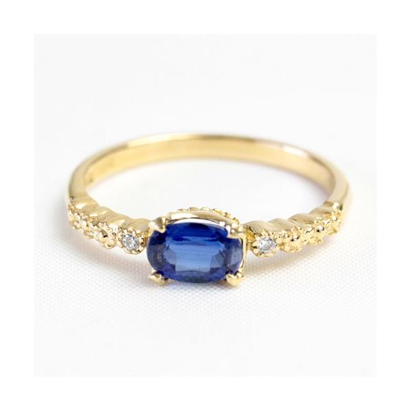 リング カイヤナイト × ダイヤモンド レディース 指輪 18金 18k K18 